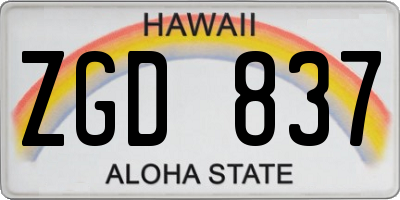 HI license plate ZGD837