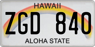 HI license plate ZGD840