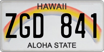 HI license plate ZGD841