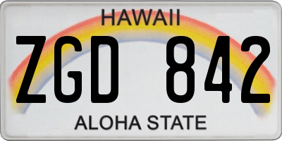 HI license plate ZGD842