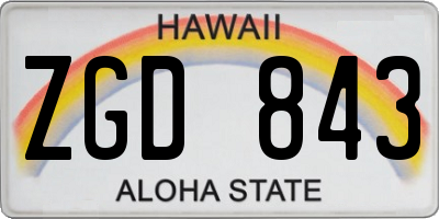 HI license plate ZGD843