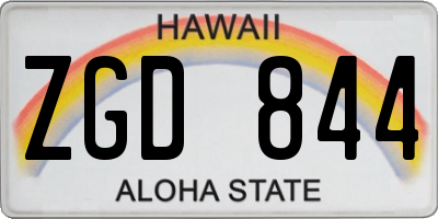 HI license plate ZGD844