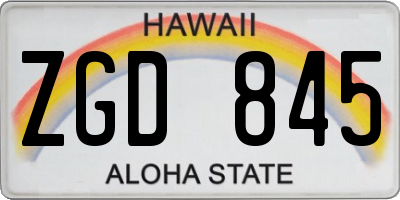HI license plate ZGD845