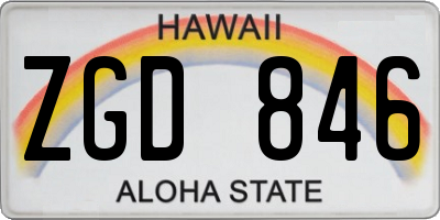 HI license plate ZGD846