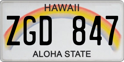 HI license plate ZGD847