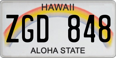 HI license plate ZGD848