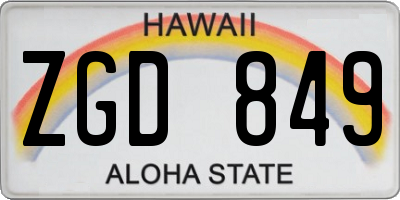 HI license plate ZGD849