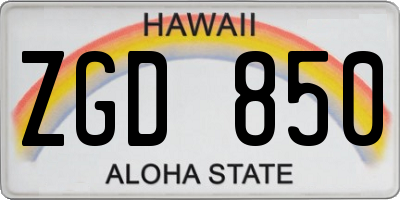 HI license plate ZGD850