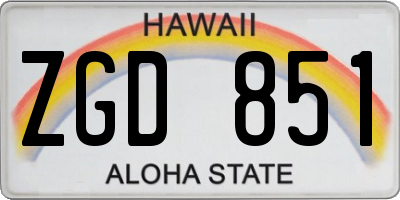 HI license plate ZGD851
