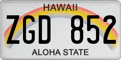 HI license plate ZGD852