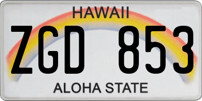 HI license plate ZGD853