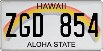 HI license plate ZGD854