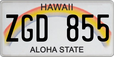 HI license plate ZGD855