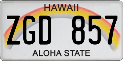HI license plate ZGD857