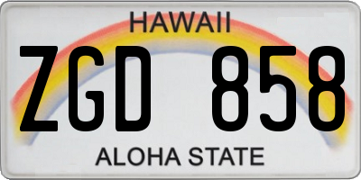 HI license plate ZGD858