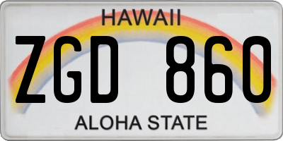 HI license plate ZGD860