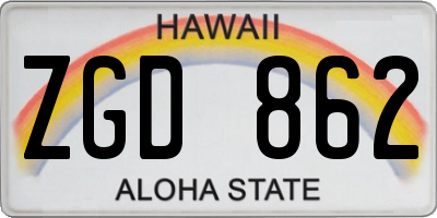 HI license plate ZGD862