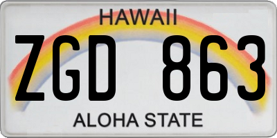HI license plate ZGD863