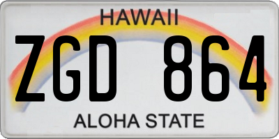 HI license plate ZGD864