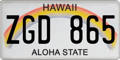 HI license plate ZGD865