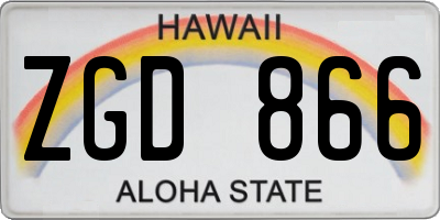 HI license plate ZGD866
