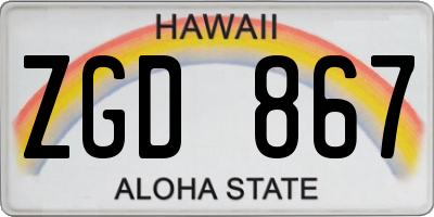 HI license plate ZGD867