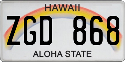 HI license plate ZGD868
