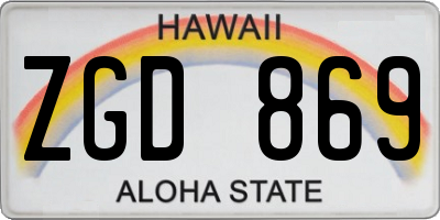HI license plate ZGD869