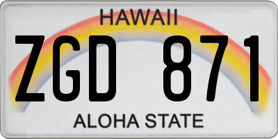 HI license plate ZGD871
