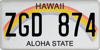HI license plate ZGD874