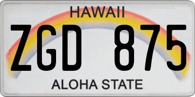 HI license plate ZGD875
