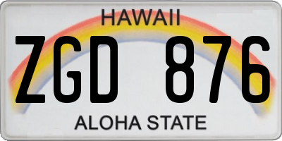 HI license plate ZGD876