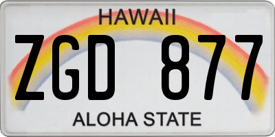HI license plate ZGD877