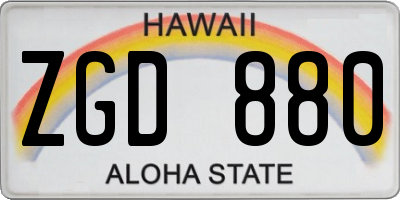HI license plate ZGD880