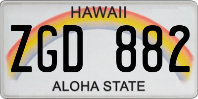 HI license plate ZGD882