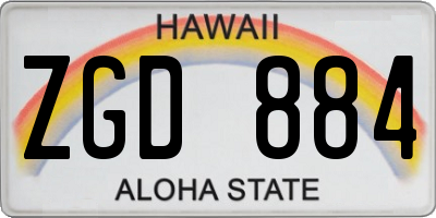 HI license plate ZGD884
