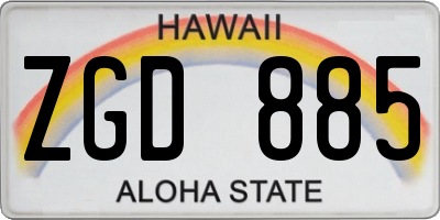 HI license plate ZGD885