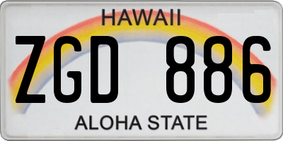 HI license plate ZGD886