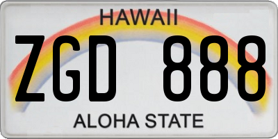 HI license plate ZGD888