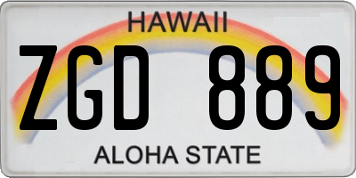 HI license plate ZGD889