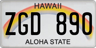 HI license plate ZGD890