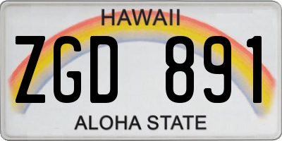 HI license plate ZGD891