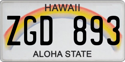HI license plate ZGD893