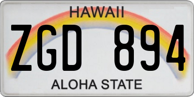 HI license plate ZGD894