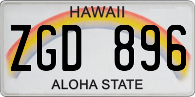 HI license plate ZGD896