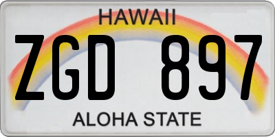 HI license plate ZGD897