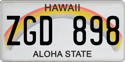 HI license plate ZGD898