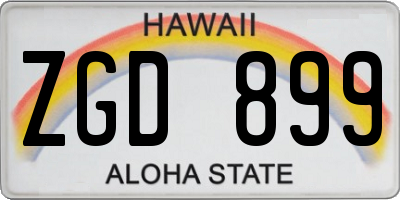 HI license plate ZGD899
