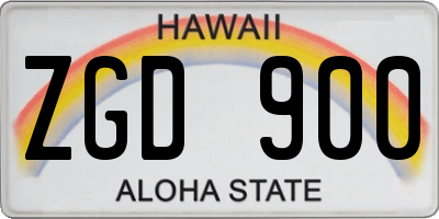 HI license plate ZGD900