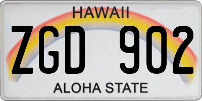 HI license plate ZGD902